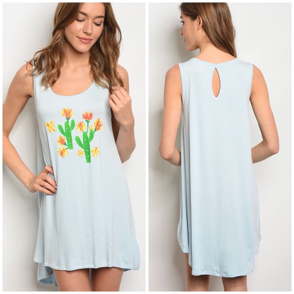 Peach Love California Dresses & Skirts - Light Blue Cactus Flower Dress 🌵